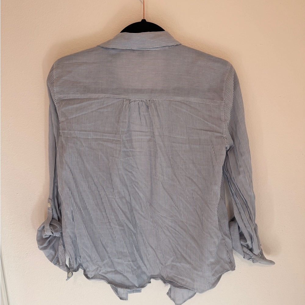 Ann Taylor Blue and White Striped Shirt - Picture 4 of 4